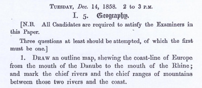 UCLES Junior Certificate December 1858 Geography Question Paper